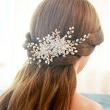Copper Leaf Zircon Hair Comb CZ Bridal Hair Jewelry