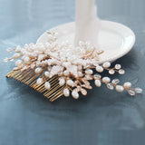 Copper Leaf Zircon Hair Comb CZ Bridal Hair Jewelry