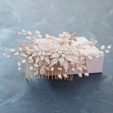 Copper Leaf Zircon Hair Comb CZ Bridal Hair Jewelry