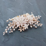 Copper Leaf Zircon Hair Comb CZ Bridal Hair Jewelry