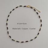 Copper Metal Link Chains Crystal Necklace For Women