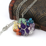 Copper Wire Wrap Crystal Tree Of Life Necklace
