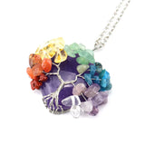 Copper Wire Wrap Crystal Tree Of Life Necklace