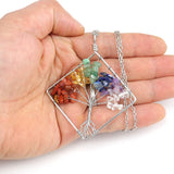 Copper Wire Wrap Gravel Tree Of Life Crystal Necklace