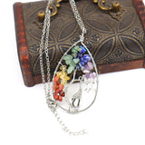 Copper Wire Wrap Gravel Crystal Water Drop Necklace