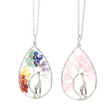 Copper Wire Wrap Crystal Water Drop Pendant Necklace Giraffe