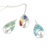 Copper Wire Wrap Gravel Crystal Water Drop Necklace