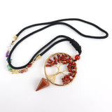 Copper Wire Wrapped Crystal Tree Of Life Necklace