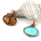 Copper Wire Crystal Jack-o-lantern Pendant Necklace