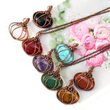 Copper Wire Crystal Jack-o-lantern Pendant Necklace