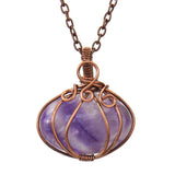 Copper Wire Crystal Jack-o-lantern Pendant Necklace