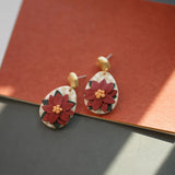 Christmas Holiday Colors Floral Wreath Polymer Clay Dangle Earrings Set