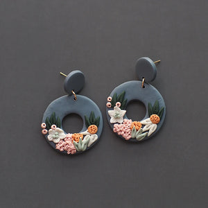 Irregular Floral Polymer Clay Earring Dangle Sets