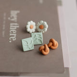 Irregular Floral Polymer Clay Earring Dangle Sets