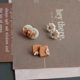 Irregular Floral Polymer Clay Earring Dangle Sets