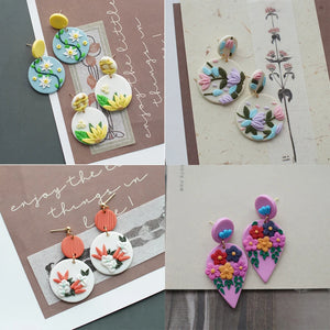 Floral Polymer Clay Earrings - Party Set3