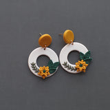 Irregular Floral Polymer Clay Earring Dangle Sets