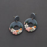 Irregular Floral Polymer Clay Earring Dangle Sets