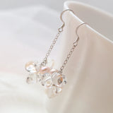 925 Silver Water Drop Earrings with Pearl & Rock Crystal Tassel