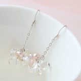 925 Silver Water Drop Earrings with Pearl & Rock Crystal Tassel