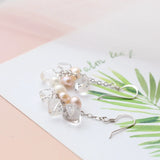 925 Silver Water Drop Earrings with Pearl & Rock Crystal Tassel