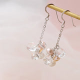 925 Silver Water Drop Earrings with Pearl & Rock Crystal Tassel