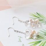925 Silver Water Drop Earrings with Pearl & Rock Crystal Tassel