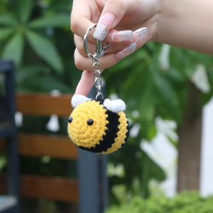 Crochet Bees Keychain Backpack Charm Key Holder Handbag Bag Purse