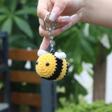 Crochet Bees Keychain Backpack Charm Key Holder Handbag Bag Purse