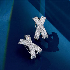 925 Silver Cross Diamond Drop Earrings Wedding Party Jewelry