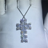 T Shape Cross Pendant with Zircon CZ 925 Sterling Silver Necklace for Women