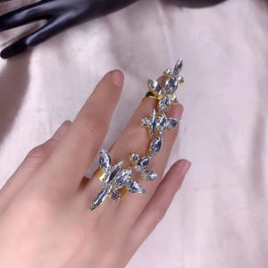 Crystal Adjustable Statement Open Rings 3PCS Set Bridal Wedding Jewelry