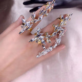 Crystal Adjustable Statement Open Rings 3PCS Set Bridal Wedding Jewelry