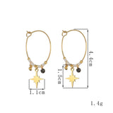 Crystal Beaded Circle Hoop Earrings Stainless Steel Star Jewelry