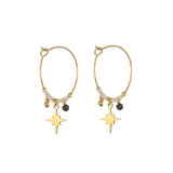 Crystal Beaded Circle Hoop Earrings Stainless Steel Star Jewelry