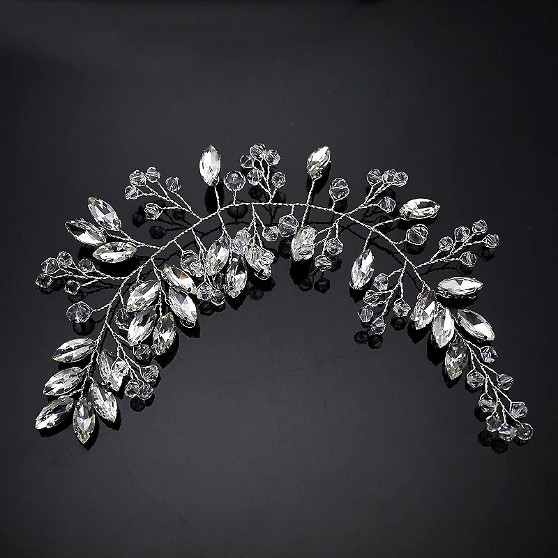 Crystal Beads Bridal Hair Flower Rhinestone Headband Prom Headdress