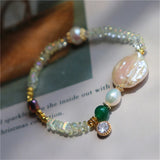 Crystal Beads Women Bracelet Natural Button Pearl Romantic Girl Gift