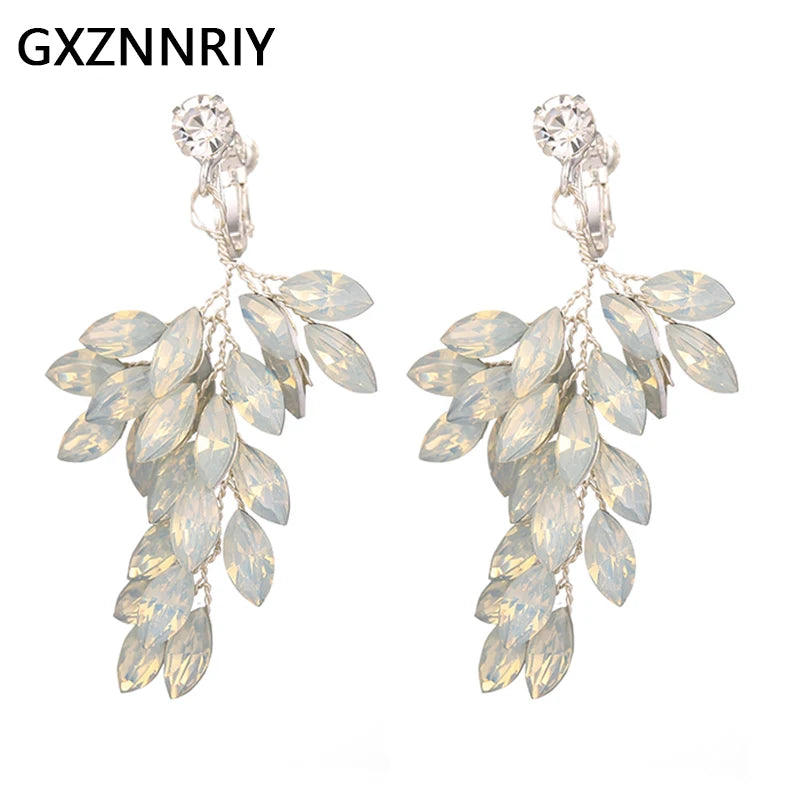 Crystal Clip On Earrings Girls Bridal Drop Earring Party Jewelry