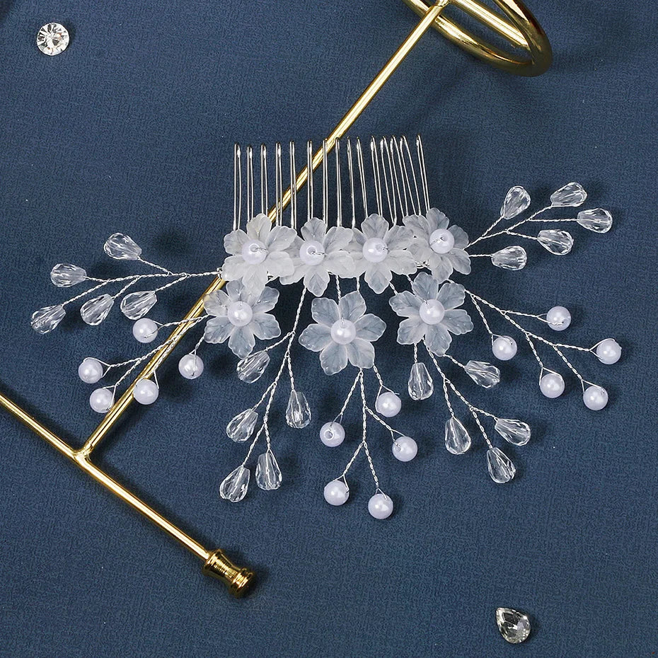 Crystal Flower Hair Combs Clips Jewelry for Women