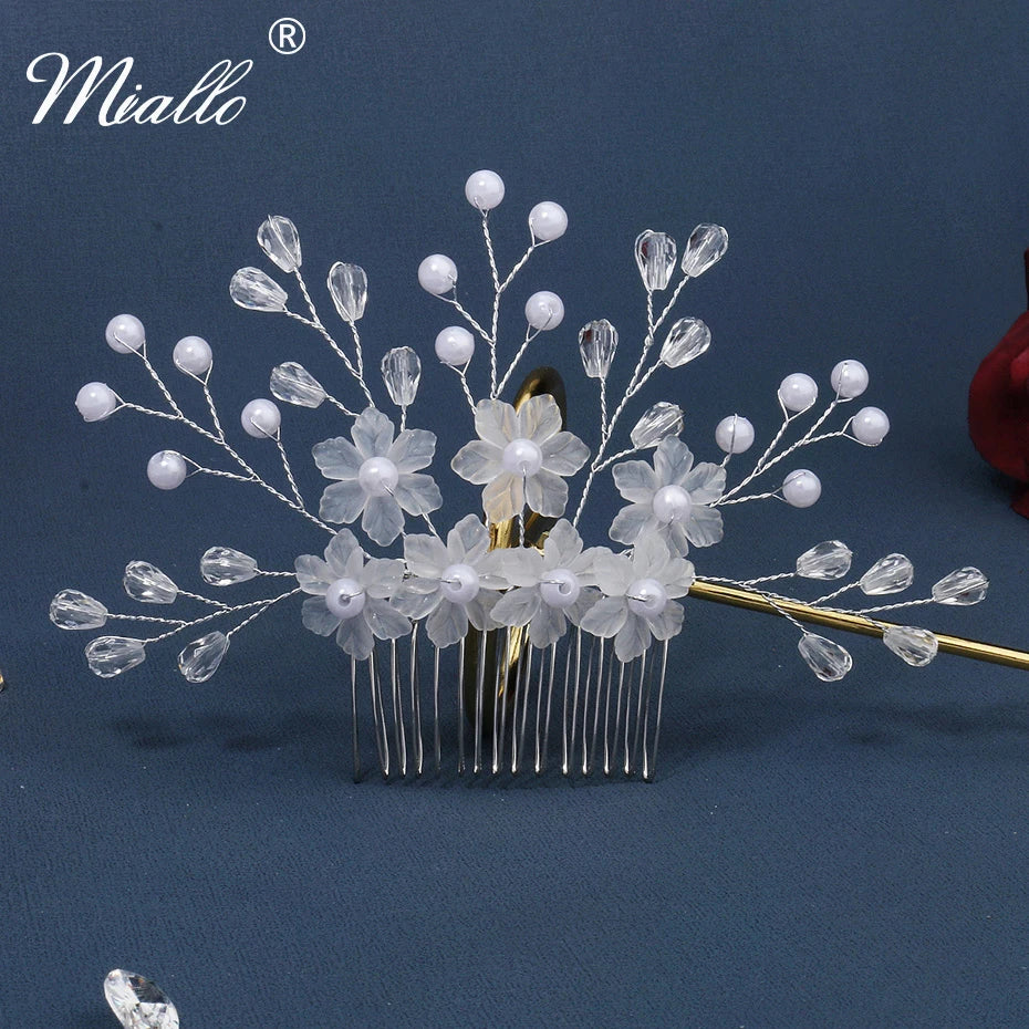 Crystal Flower Hair Combs Clips Jewelry for Women