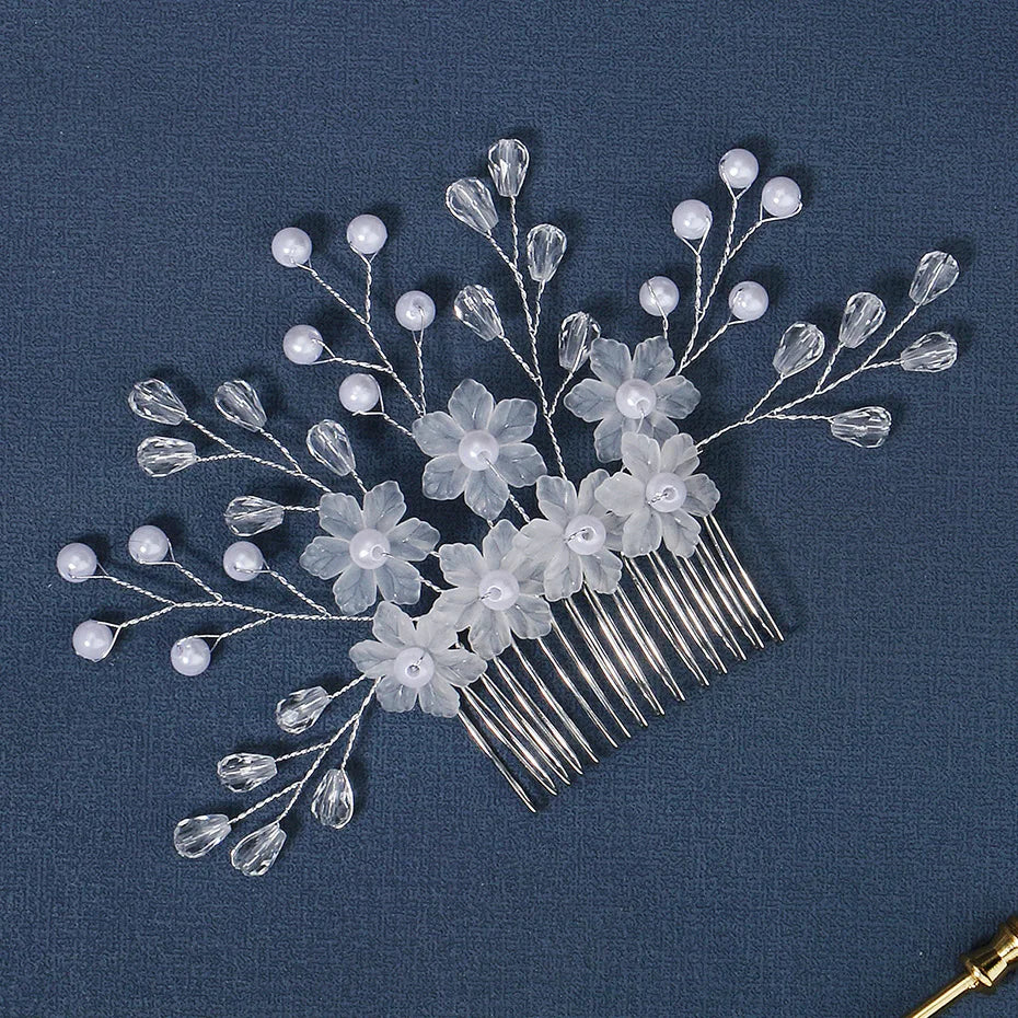 Crystal Flower Hair Combs Clips Jewelry for Women