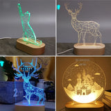 Crystal Glass Art Oval Wood LED Base Resin Art Ornament