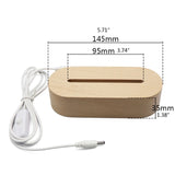 Crystal Glass Art Oval Wood LED Base Resin Art Ornament Stand
