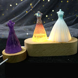 Crystal Glass Art Oval Wood LED Base Resin Art Ornament