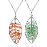 Crystal Gravel Tree Of Life Leaf Necklace