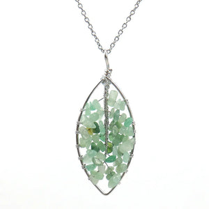 Crystal Gravel Tree Of Life Leaf Necklace