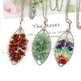 Crystal Gravel Tree Of Life Leaf Necklace