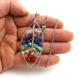 Crystal Gravel Tree Of Life Leaf Necklace