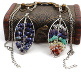 Crystal Gravel Tree Of Life Leaf Necklace
