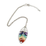 Crystal Gravel Tree Of Life Leaf Necklace